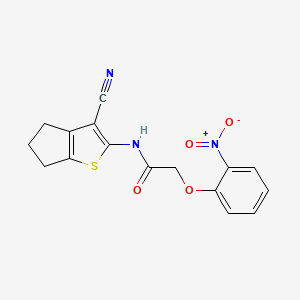 molecular formula C16H13N3O4S B11084442 N-(3-cyano-5,6-dihydro-4H-cyclopenta[b]thiophen-2-yl)-2-(2-nitrophenoxy)acetamide 