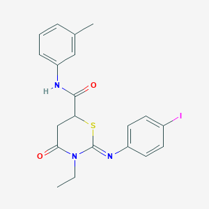 (2Z)-3-ethyl-2-[(4-iodophenyl)imino]-N-(3-methylphenyl)-4-oxo-1,3-thiazinane-6-carboxamide