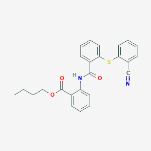 molecular formula C25H22N2O3S B11084482 Butyl 2-[({2-[(2-cyanophenyl)sulfanyl]phenyl}carbonyl)amino]benzoate 