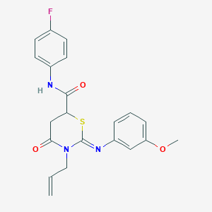 (2Z)-N-(4-fluorophenyl)-2-[(3-methoxyphenyl)imino]-4-oxo-3-(prop-2-en-1-yl)-1,3-thiazinane-6-carboxamide