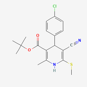 molecular formula C19H21ClN2O2S B11084530 Tert-butyl 4-(4-chlorophenyl)-5-cyano-2-methyl-6-(methylsulfanyl)-1,4-dihydropyridine-3-carboxylate 