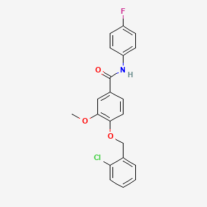 molecular formula C21H17ClFNO3 B11084549 4-[(2-chlorophenyl)methoxy]-N-(4-fluorophenyl)-3-methoxybenzamide 