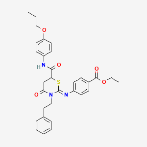 molecular formula C31H33N3O5S B11084570 ethyl 4-({(2Z)-4-oxo-3-(2-phenylethyl)-6-[(4-propoxyphenyl)carbamoyl]-1,3-thiazinan-2-ylidene}amino)benzoate 