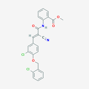 molecular formula C25H18Cl2N2O4 B11084577 methyl 2-{[(2E)-3-{3-chloro-4-[(2-chlorobenzyl)oxy]phenyl}-2-cyanoprop-2-enoyl]amino}benzoate 