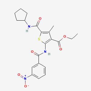 molecular formula C21H23N3O6S B11084600 Ethyl 5-(cyclopentylcarbamoyl)-4-methyl-2-{[(3-nitrophenyl)carbonyl]amino}thiophene-3-carboxylate 