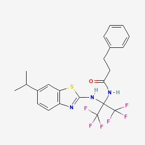 N-(1,1,1,3,3,3-hexafluoro-2-{[6-(propan-2-yl)-1,3-benzothiazol-2-yl]amino}propan-2-yl)-3-phenylpropanamide