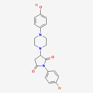 molecular formula C20H20BrN3O3 B11084646 1-(4-Bromophenyl)-3-[4-(4-hydroxyphenyl)piperazin-1-yl]pyrrolidine-2,5-dione 