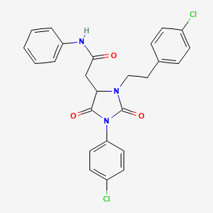 2-{1-(4-chlorophenyl)-3-[2-(4-chlorophenyl)ethyl]-2,5-dioxoimidazolidin-4-yl}-N-phenylacetamide