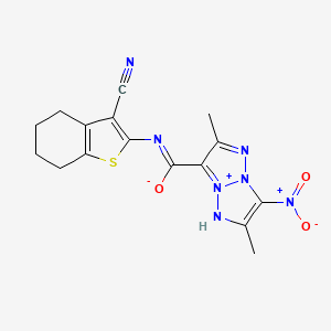 (7Z)-N-(3-cyano-4,5,6,7-tetrahydro-1-benzothiophen-2-yl)-2,6-dimethyl-3-nitro-1H-triazolo[2,1-a]triazol-8-ium-7-carboximidate