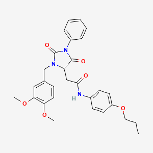 2-[3-(3,4-dimethoxybenzyl)-2,5-dioxo-1-phenylimidazolidin-4-yl]-N-(4-propoxyphenyl)acetamide