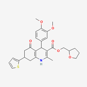 Tetrahydrofuran-2-ylmethyl 4-(3,4-dimethoxyphenyl)-2-methyl-5-oxo-7-(thiophen-2-yl)-1,4,5,6,7,8-hexahydroquinoline-3-carboxylate