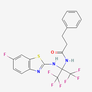 N-{1,1,1,3,3,3-hexafluoro-2-[(6-fluoro-1,3-benzothiazol-2-yl)amino]propan-2-yl}-3-phenylpropanamide