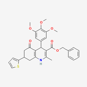 Benzyl 2-methyl-5-oxo-7-(thiophen-2-yl)-4-(3,4,5-trimethoxyphenyl)-1,4,5,6,7,8-hexahydroquinoline-3-carboxylate