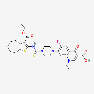 7-(4-{[3-(ethoxycarbonyl)-5,6,7,8-tetrahydro-4H-cyclohepta[b]thiophen-2-yl]carbamothioyl}piperazin-1-yl)-1-ethyl-6-fluoro-4-oxo-1,4-dihydroquinoline-3-carboxylic acid