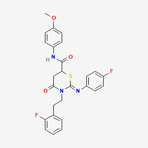 (2Z)-3-[2-(2-fluorophenyl)ethyl]-2-[(4-fluorophenyl)imino]-N-(4-methoxyphenyl)-4-oxo-1,3-thiazinane-6-carboxamide