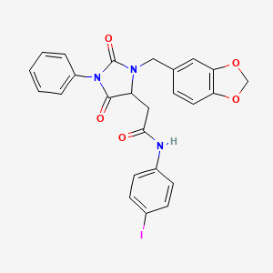 2-[3-(1,3-benzodioxol-5-ylmethyl)-2,5-dioxo-1-phenylimidazolidin-4-yl]-N-(4-iodophenyl)acetamide