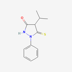 molecular formula C12H14N2OS B11084905 5-Hydroxy-4-isopropyl-2-phenyl-2,4-dihydro-pyrazole-3-thione 