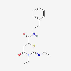 (2Z)-3-ethyl-2-(ethylimino)-4-oxo-N-(2-phenylethyl)-1,3-thiazinane-6-carboxamide