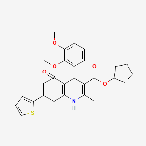 Cyclopentyl 4-(2,3-dimethoxyphenyl)-2-methyl-5-oxo-7-(thiophen-2-yl)-1,4,5,6,7,8-hexahydroquinoline-3-carboxylate