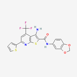 3-amino-N-(1,3-benzodioxol-5-yl)-6-(thiophen-2-yl)-4-(trifluoromethyl)thieno[2,3-b]pyridine-2-carboxamide