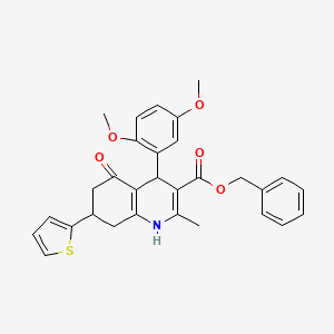 Benzyl 4-(2,5-dimethoxyphenyl)-2-methyl-5-oxo-7-(thiophen-2-yl)-1,4,5,6,7,8-hexahydroquinoline-3-carboxylate