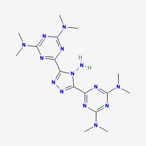 molecular formula C16H26N14 B11085002 6,6'-(4-amino-4H-1,2,4-triazole-3,5-diyl)bis(N,N,N',N'-tetramethyl-1,3,5-triazine-2,4-diamine) 