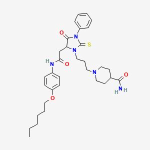 1-{3-[5-(2-{[4-(Hexyloxy)phenyl]amino}-2-oxoethyl)-4-oxo-3-phenyl-2-thioxoimidazolidin-1-yl]propyl}piperidine-4-carboxamide