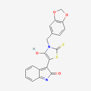 (3Z)-3-[3-(1,3-benzodioxol-5-ylmethyl)-4-oxo-2-thioxo-1,3-thiazolidin-5-ylidene]-1,3-dihydro-2H-indol-2-one