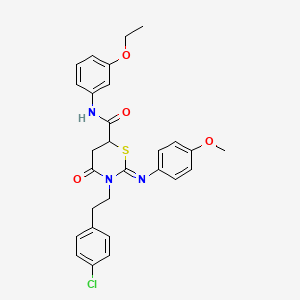 molecular formula C28H28ClN3O4S B11085079 (2Z)-3-[2-(4-chlorophenyl)ethyl]-N-(3-ethoxyphenyl)-2-[(4-methoxyphenyl)imino]-4-oxo-1,3-thiazinane-6-carboxamide 