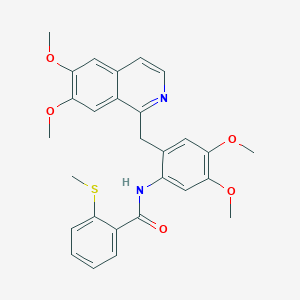 molecular formula C28H28N2O5S B11085090 N-{2-[(6,7-dimethoxyisoquinolin-1-yl)methyl]-4,5-dimethoxyphenyl}-2-(methylsulfanyl)benzamide 