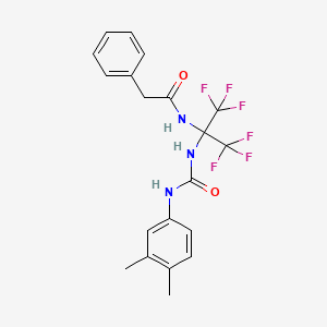 molecular formula C20H19F6N3O2 B11085091 N-(2-{[(3,4-dimethylphenyl)carbamoyl]amino}-1,1,1,3,3,3-hexafluoropropan-2-yl)-2-phenylacetamide 