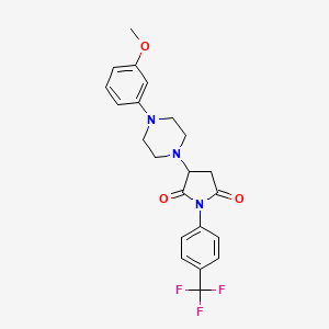 molecular formula C22H22F3N3O3 B11085103 3-[4-(3-Methoxyphenyl)piperazin-1-yl]-1-[4-(trifluoromethyl)phenyl]pyrrolidine-2,5-dione 