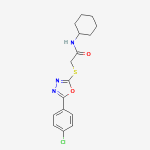 molecular formula C16H18ClN3O2S B11085214 2-{[5-(4-chlorophenyl)-1,3,4-oxadiazol-2-yl]sulfanyl}-N-cyclohexylacetamide 