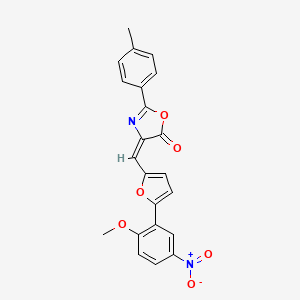 (4E)-4-{[5-(2-methoxy-5-nitrophenyl)furan-2-yl]methylidene}-2-(4-methylphenyl)-1,3-oxazol-5(4H)-one