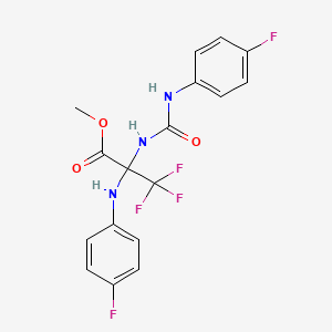 molecular formula C17H14F5N3O3 B11085326 3,3,3-Trifluoro-2-(4-fluoro-phenylamino)-2-[3-(4-fluoro-phenyl)-ureido]-propionic acid methyl ester 