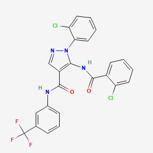 molecular formula C24H15Cl2F3N4O2 B11085358 1-(2-chlorophenyl)-5-{[(2-chlorophenyl)carbonyl]amino}-N-[3-(trifluoromethyl)phenyl]-1H-pyrazole-4-carboxamide 