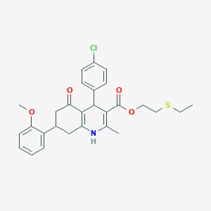 2-(Ethylsulfanyl)ethyl 4-(4-chlorophenyl)-7-(2-methoxyphenyl)-2-methyl-5-oxo-1,4,5,6,7,8-hexahydroquinoline-3-carboxylate