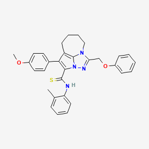 4-(4-methoxyphenyl)-N-(2-methylphenyl)-1-(phenoxymethyl)-5,6,7,8-tetrahydro-2,2a,8a-triazacyclopenta[cd]azulene-3-carbothioamide