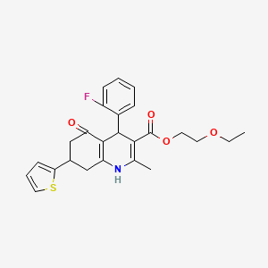 2-Ethoxyethyl 4-(2-fluorophenyl)-2-methyl-5-oxo-7-(thiophen-2-yl)-1,4,5,6,7,8-hexahydroquinoline-3-carboxylate