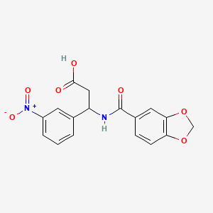 molecular formula C17H14N2O7 B11085451 3-[(1,3-Benzodioxol-5-ylcarbonyl)amino]-3-(3-nitrophenyl)propanoic acid 