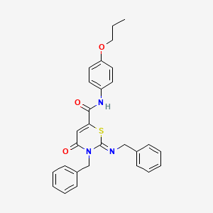 (2Z)-3-benzyl-2-(benzylimino)-4-oxo-N-(4-propoxyphenyl)-3,4-dihydro-2H-1,3-thiazine-6-carboxamide