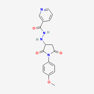 molecular formula C17H16N4O4 B11085492 N'-[1-(4-methoxyphenyl)-2,5-dioxopyrrolidin-3-yl]pyridine-3-carbohydrazide CAS No. 957030-54-5