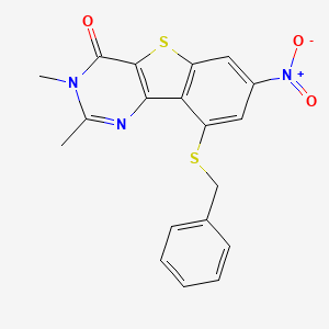 molecular formula C19H15N3O3S2 B11085504 9-(benzylsulfanyl)-2,3-dimethyl-7-nitro[1]benzothieno[3,2-d]pyrimidin-4(3H)-one 