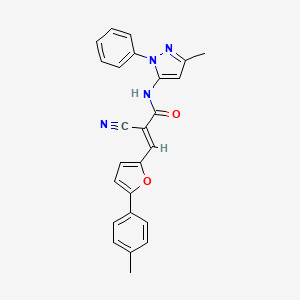 molecular formula C25H20N4O2 B11085513 2-Cyano-N-(5-methyl-2-phenyl-2H-pyrazol-3-yl)-3-(5-p-tolyl-furan-2-yl)-acrylamide 