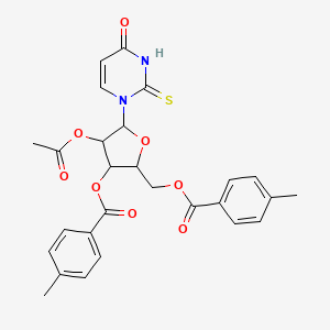 molecular formula C27H26N2O8S B11085538 1-{2-O-acetyl-3,5-bis-O-[(4-methylphenyl)carbonyl]pentofuranosyl}-4-hydroxypyrimidine-2(1H)-thione 