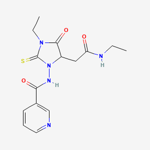 Nicotinamide, N-(3-ethyl-5-ethylcarbamoylmethyl-4-oxo-2-thioxoimidazolidin-1-yl)-