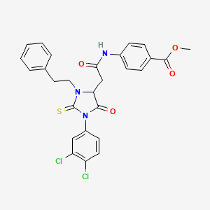 Methyl 4-({[1-(3,4-dichlorophenyl)-5-oxo-3-(2-phenylethyl)-2-thioxoimidazolidin-4-yl]acetyl}amino)benzoate