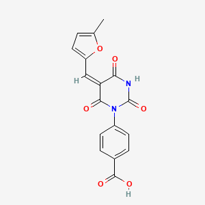 molecular formula C17H12N2O6 B11085607 4-[(5E)-5-[(5-methylfuran-2-yl)methylidene]-2,4,6-trioxotetrahydropyrimidin-1(2H)-yl]benzoic acid 