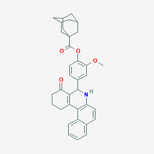 molecular formula C35H35NO4 B11085671 2-Methoxy-4-(4-oxo-1,2,3,4,5,6-hexahydrobenzo[A]phenanthridin-5-YL)phenyl 1-adamantanecarboxylate 