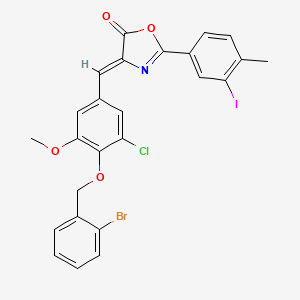 molecular formula C25H18BrClINO4 B11085692 (4Z)-4-{4-[(2-bromobenzyl)oxy]-3-chloro-5-methoxybenzylidene}-2-(3-iodo-4-methylphenyl)-1,3-oxazol-5(4H)-one 